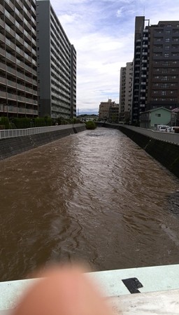 台風直後の境川@町田。
