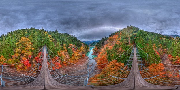 井川湖 夢のつり橋 紅葉 360度パノラマ写真 1 Hdr 写真共有サイト フォト蔵