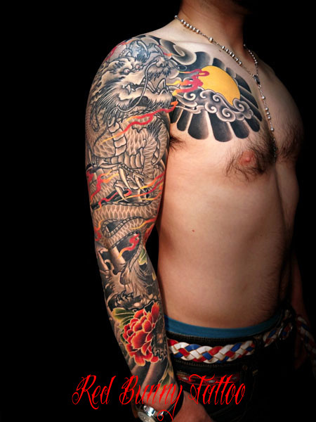 龍　唐獅子　刺青 和彫りのデザイン・画像を紹介 東京 吉祥寺 Redbunnytattoo