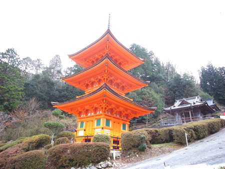 師走の長福寺三重塔