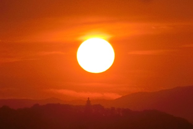 わんこ原っぱの夕日