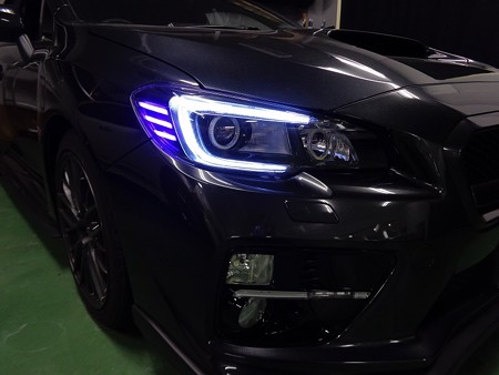 ＷＲＸ　ＳＴＩ　ＶＡＢ　ヘッドライト加工　サイドマーカーＬＥＤ取付　ブルー