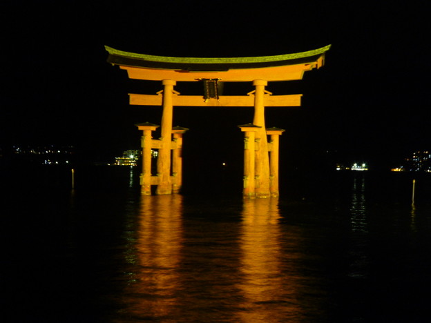 大鳥居のライトアップ@厳島神社